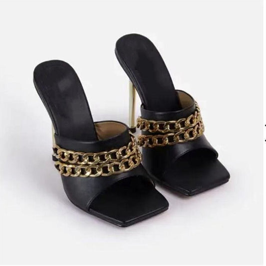 womens sandals shoes mules thin high heels square