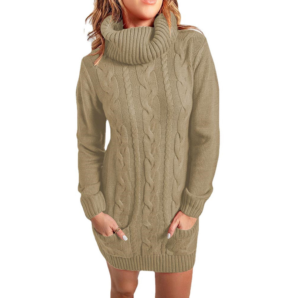 Women's Turtleneck Crew Neck Knit Dress Sweater