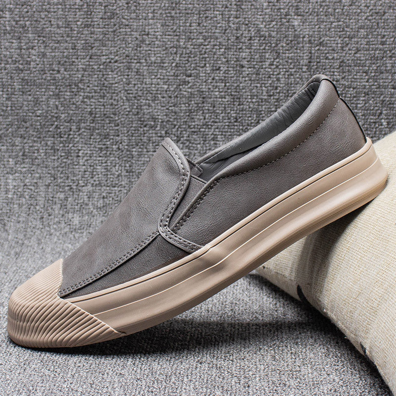 mens casual leather rubber shoes