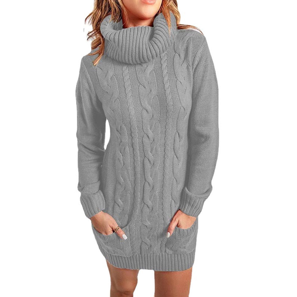 Women's Turtleneck Crew Neck Knit Dress Sweater