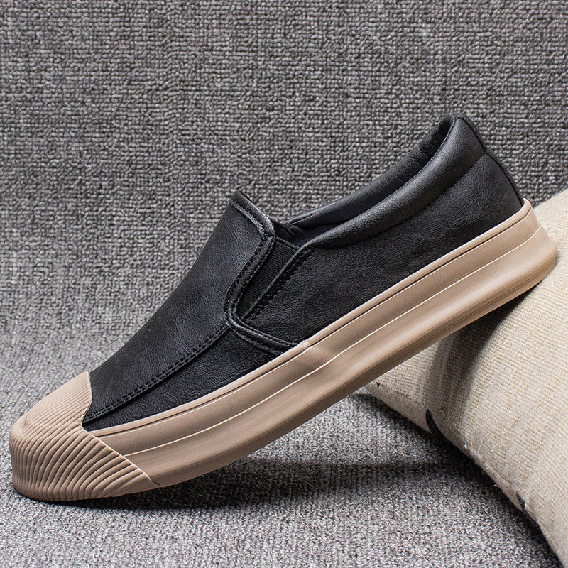mens casual leather rubber shoes