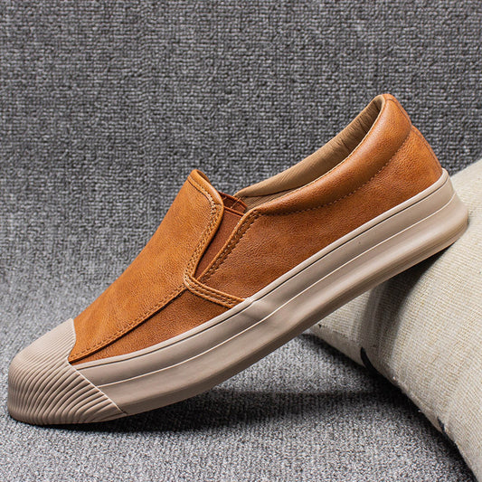mens casual leather rubber shoes