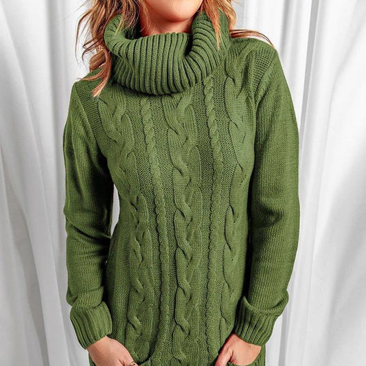 Women's Turtleneck Crew Neck Knit Dress Sweater