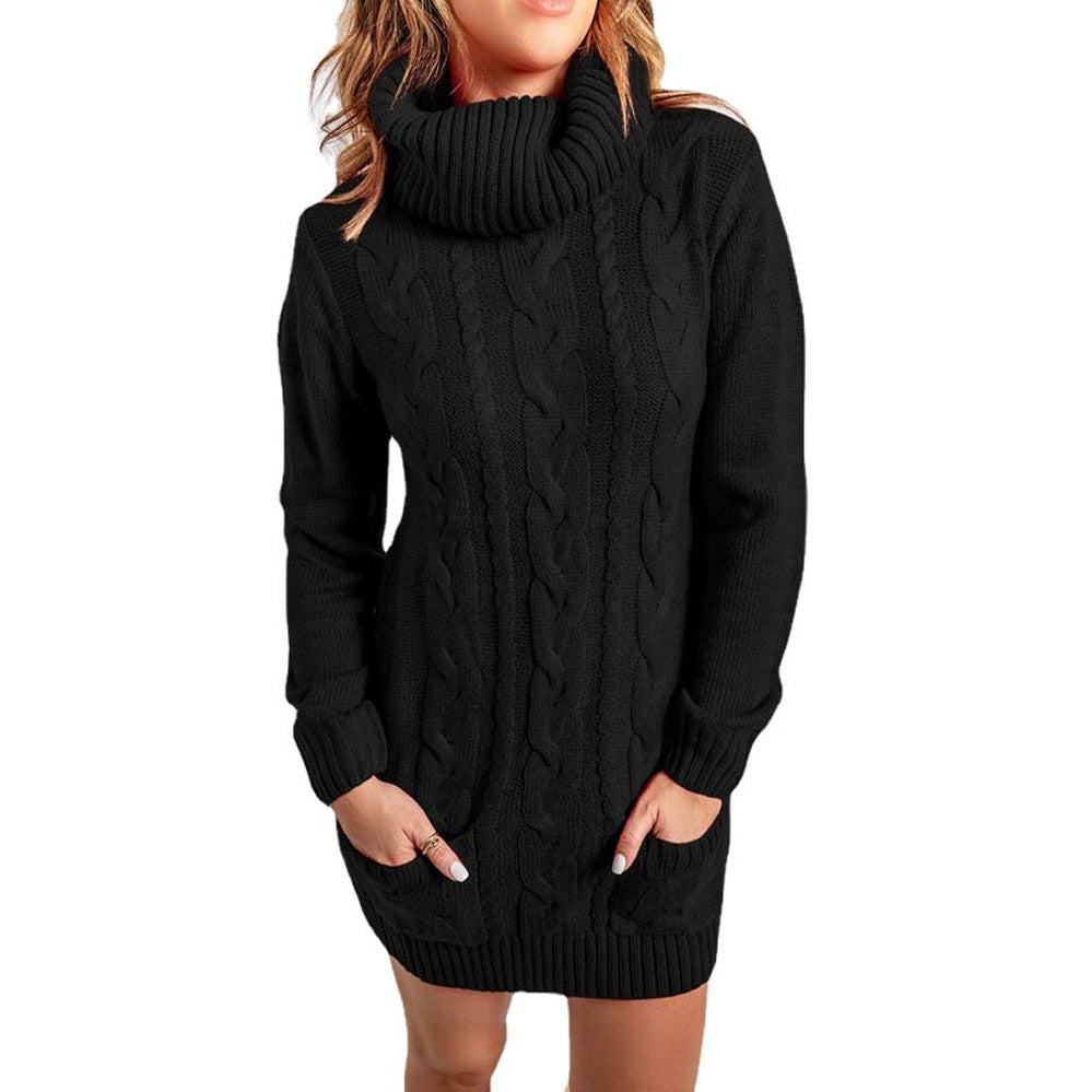 Women's Turtleneck Crew Neck Knit Dress Sweater