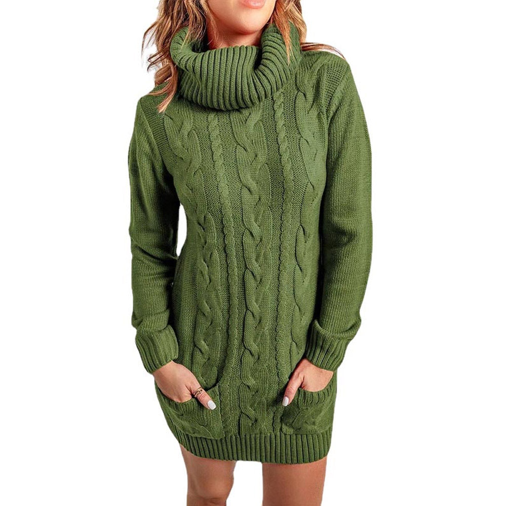 Women's Turtleneck Crew Neck Knit Dress Sweater